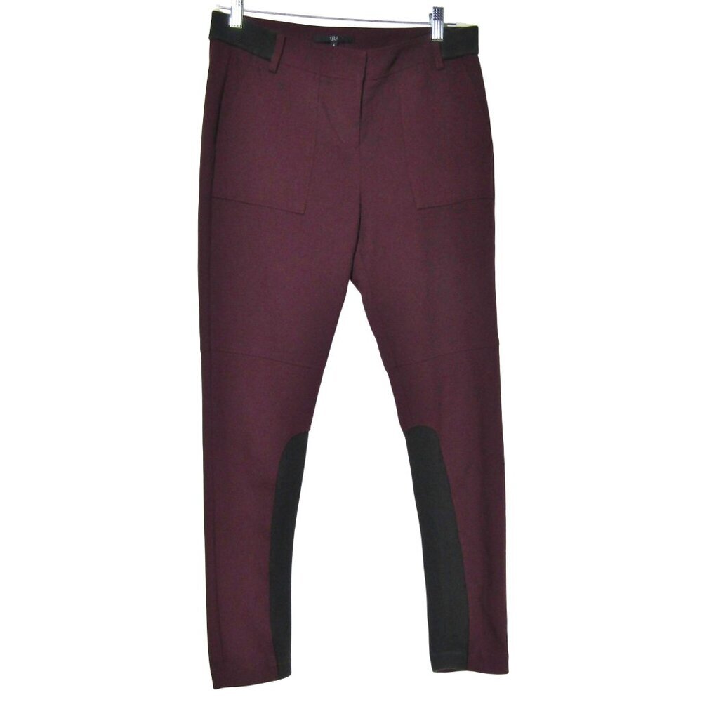 TIBI Maroon Burgandy EQUESTRIAN Riding Jodhpurs Breeches Knit Pants Old Money 6